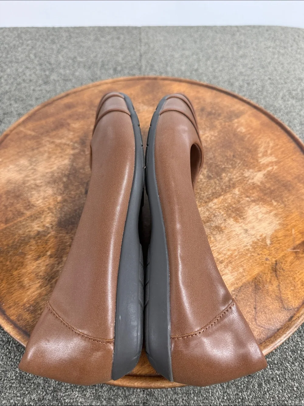 Earth Spirit Shoe Wm 9.5 Brown Faux Leather Slip-On Ballet Flats Gelron Comfort
